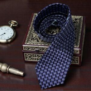 NWT Express Purple Black Pink Blue Geometric 100% Silk Necktie